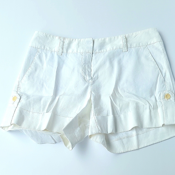Theory Pants - Theory White Cargo Shorts with Tailored Fit Linen Size 4